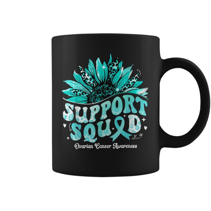 Sunflower Support Squad Teal Ribbon Ovarian Cancer Awareness Coffee Mug
