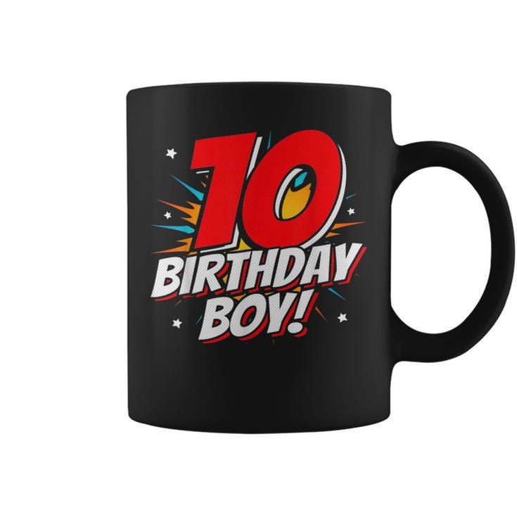 Superhero Birthday Boy Party 10 Year Old 10Th Birthday Coffee Mug