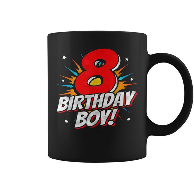 Superhero Birthday Boy Party 8 Year Old 8Th Birthday Coffee Mug
