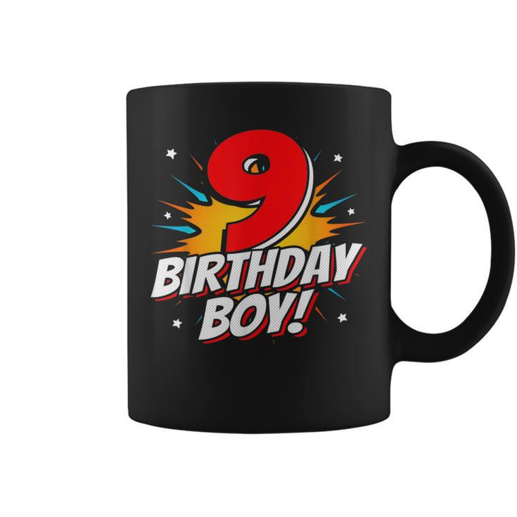 Superhero Birthday Boy Party 9 Year Old 9Th Birthday Coffee Mug