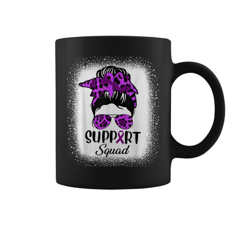 Support Pancreatic Cancer Awareness Messy Bun Ribbon Purple Coffee Mug