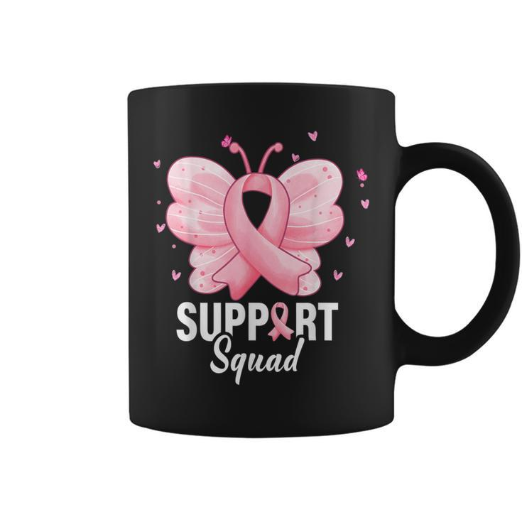 Support Squad Breast Cancer Awareness Butterfly Ribbon Coffee Mug