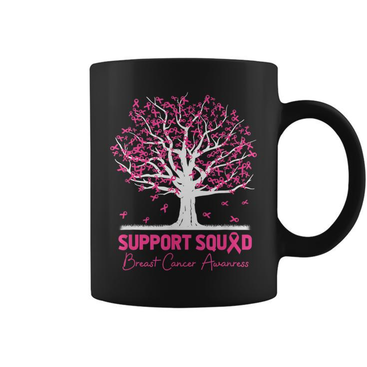Support Squad Breast Cancer Awareness Fall Tree Pink Ribbon Breast Cancer Awareness Funny Gifts Coffee Mug