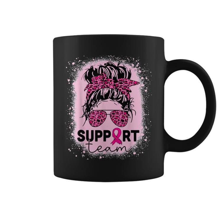Support Squad Messy Bun Breast Cancer Awareness Pink Ribbon Coffee Mug