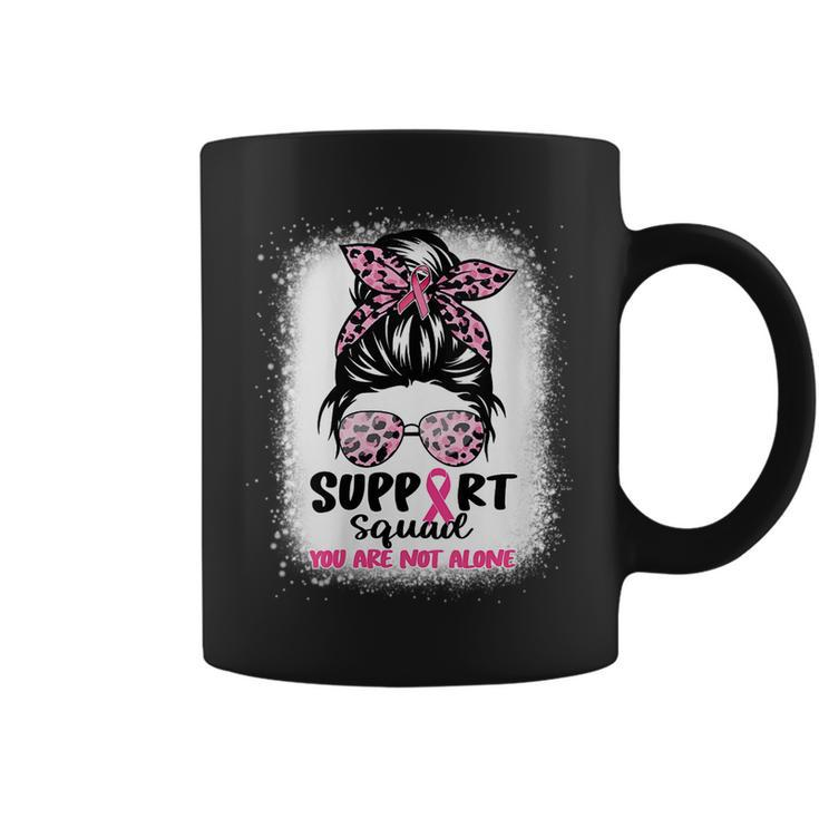 Support Squad Messy Bun Pink Warrior Breast Cancer Awareness Coffee Mug