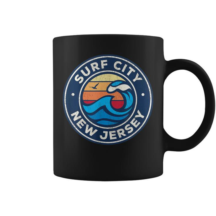 Surf City New Jersey Nj Vintage Nautical Waves Coffee Mug