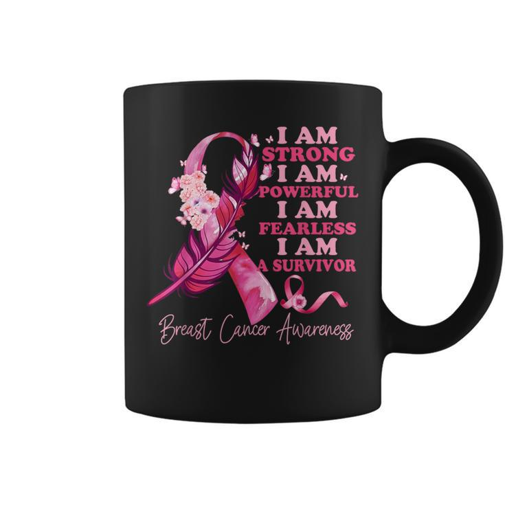 I Am A Survivor Breast Cancer Awareness Pink Ribbon Feathers Coffee Mug