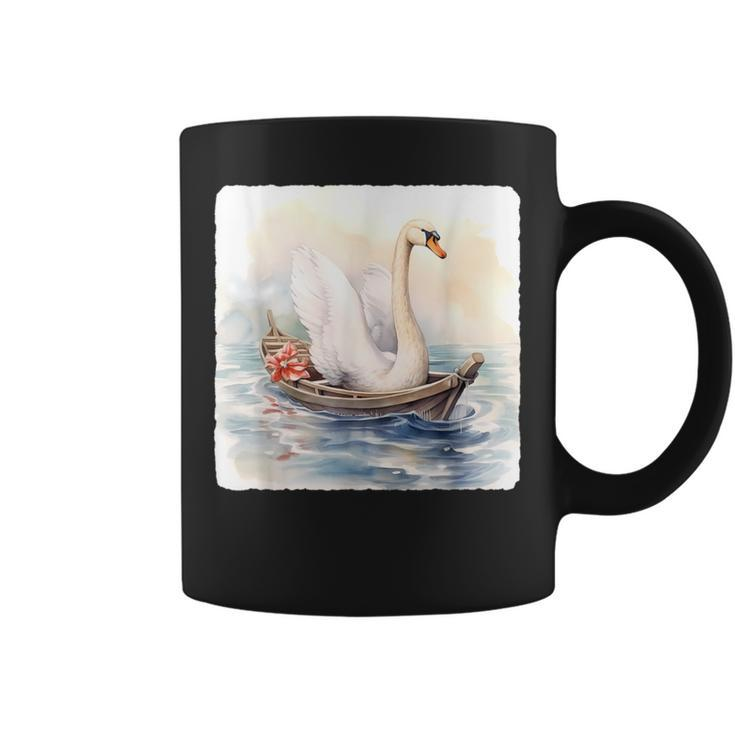 Swan Riding A Paddle Boat Concept Of Swan Using Paddle Boat Coffee Mug
