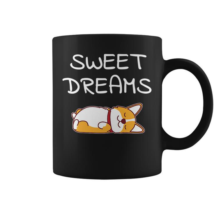 Sweet Dreams Sleeping Corgi Dog Quote Pajamas For Bedtime   Coffee Mug