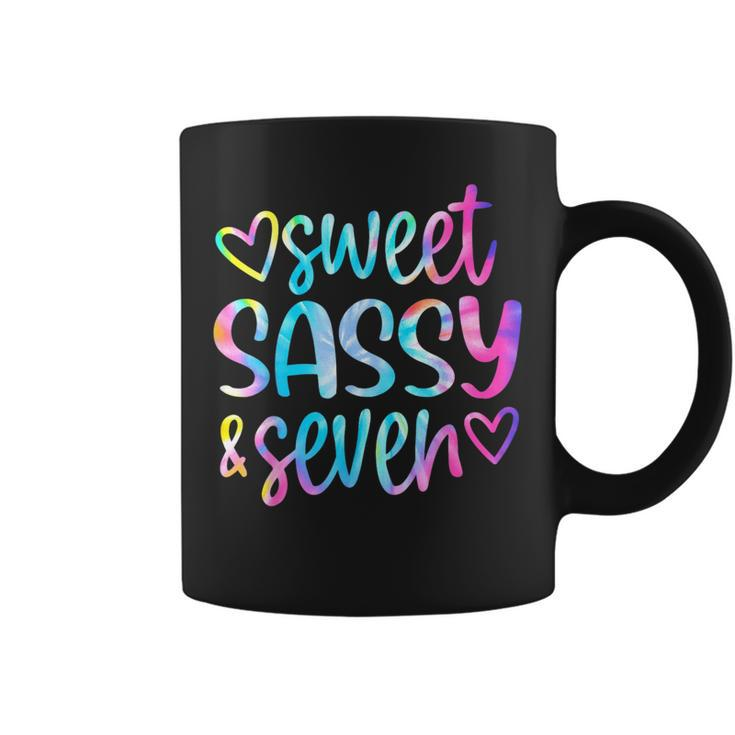 Sweet Sassy And Seven Girls Birthday Tie Dye 7 Year Old Kids  Coffee Mug