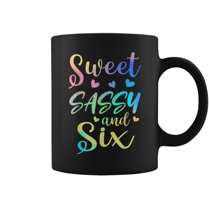 Sweet Sassy And Six Girls Birthday Tie Dye 6Th Bday Girl  Coffee Mug