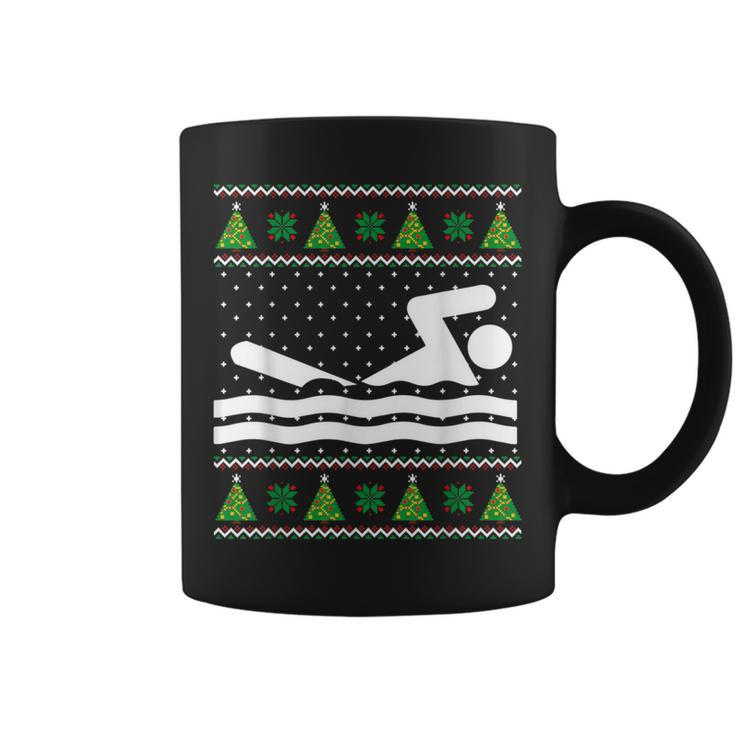Swimming Ugly Christmas Sweater Coffee Mug