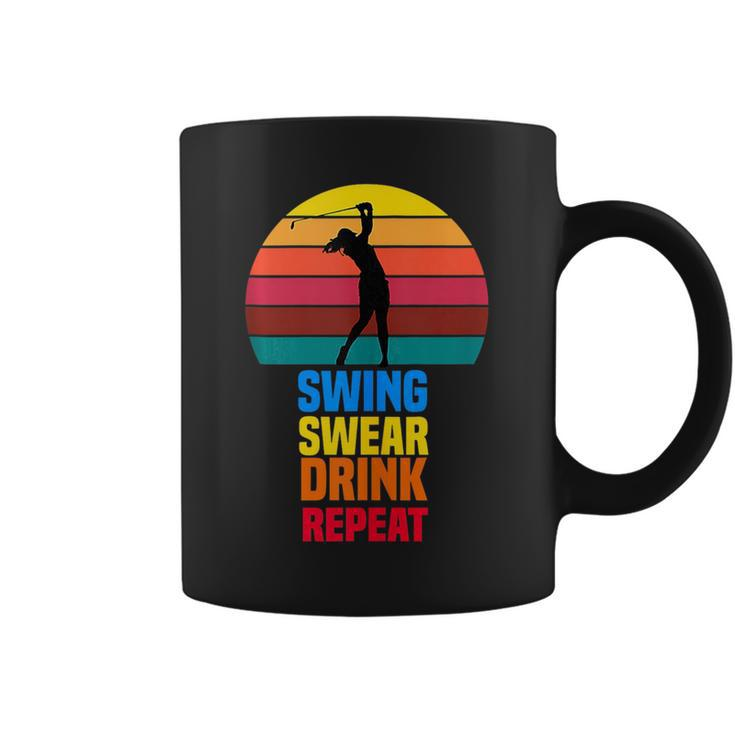Swing Swear Drink Repeat Funny Golfer Golf Lovers Quote Golf Funny Gifts Coffee Mug