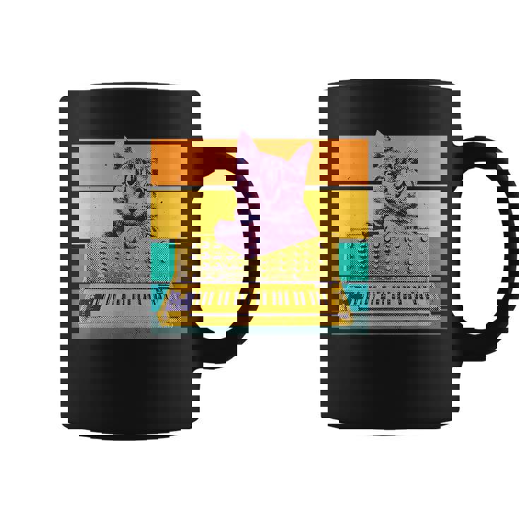 Synthesizer & Cat Vintage Analog Synth Retro Studio Gear  Coffee Mug
