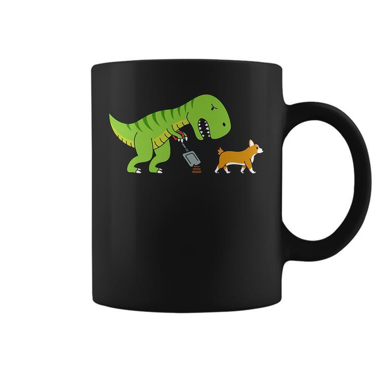 T-Rex Dinosaur Poop Corgi Dog   Coffee Mug