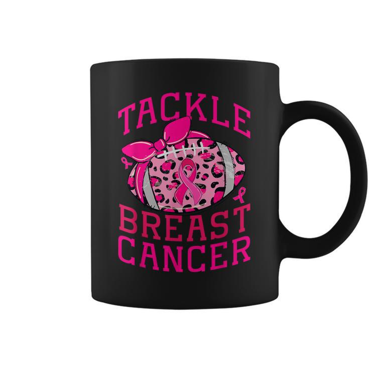 Tackle Breast Cancer Awareness Football Pink Ribbon Leopard Coffee Mug