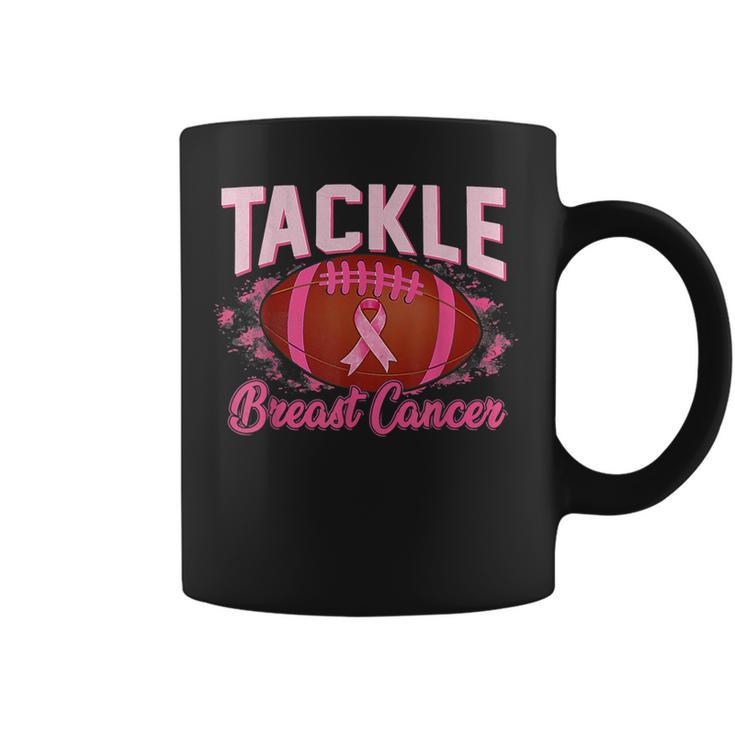 Tackle Football Pink Ribbon Warrior Breast Cancer Awareness Coffee Mug