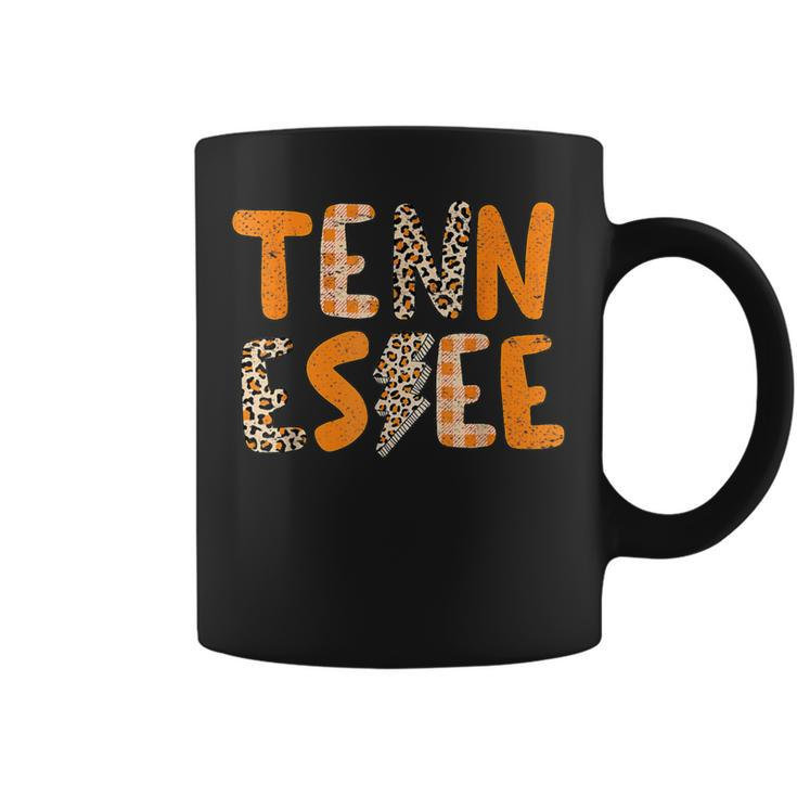 Tennessee State Flag Orange Plaid Leopard Coffee Mug