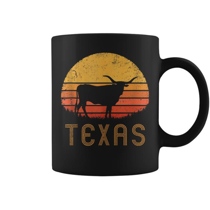 Texas Retro Longhorn Cattle Vintage Texan Cow Herd Lone Star Coffee Mug