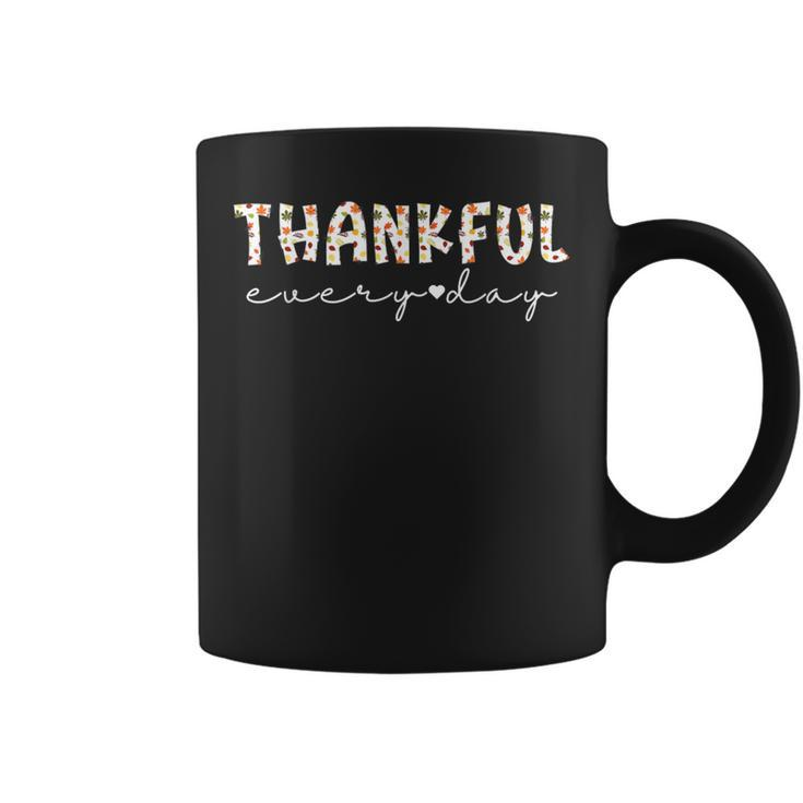 Thankful Grateful Blessed Fall Leaves Thanksgiving Every Day Coffee Mug