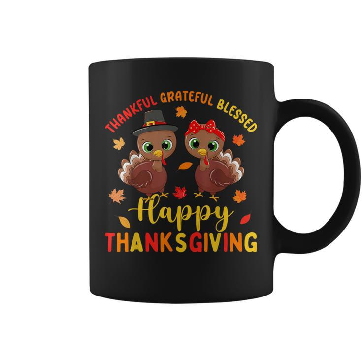 Thankful Grateful Blessed Thanksgiving Turkey Girls Coffee Mug