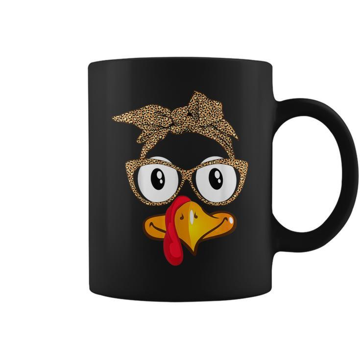 Thanksgiving Turkey Face Leopard Sunglasses Girl Coffee Mug