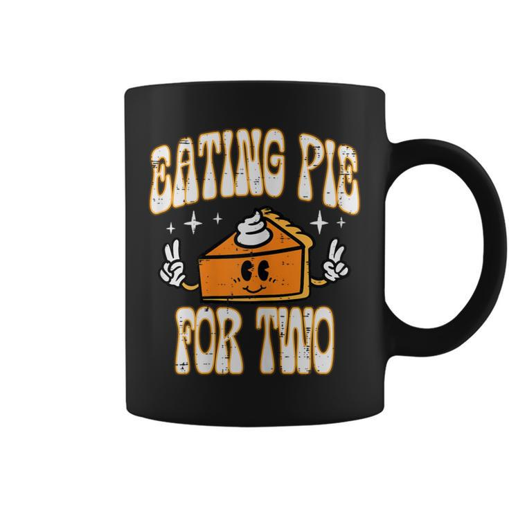 Thanksgiving Pregnancy Eating Pie Two Announce Mom Women Coffee Mug