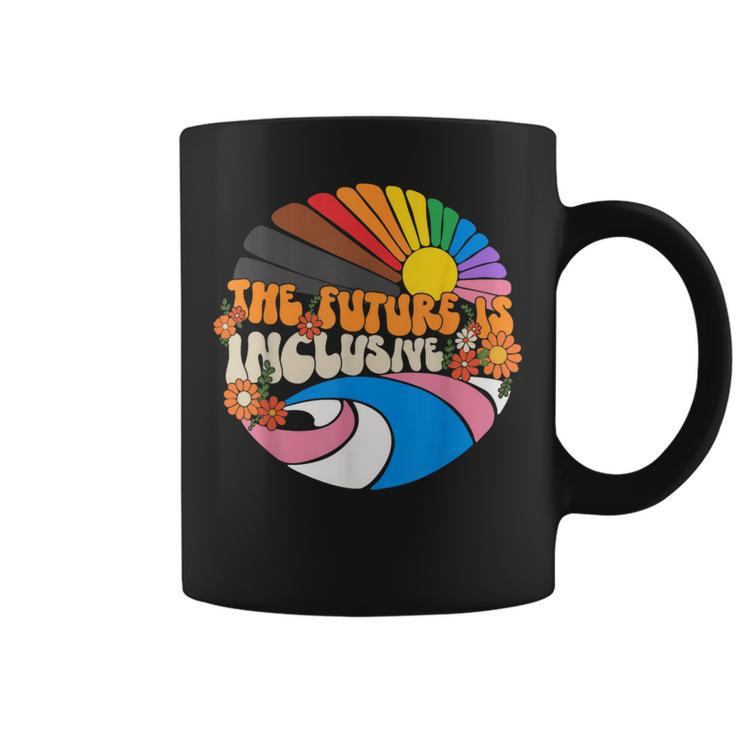 The Future Is Inclusive Lgbt Flag Groovy Gay Rights Pride  Coffee Mug