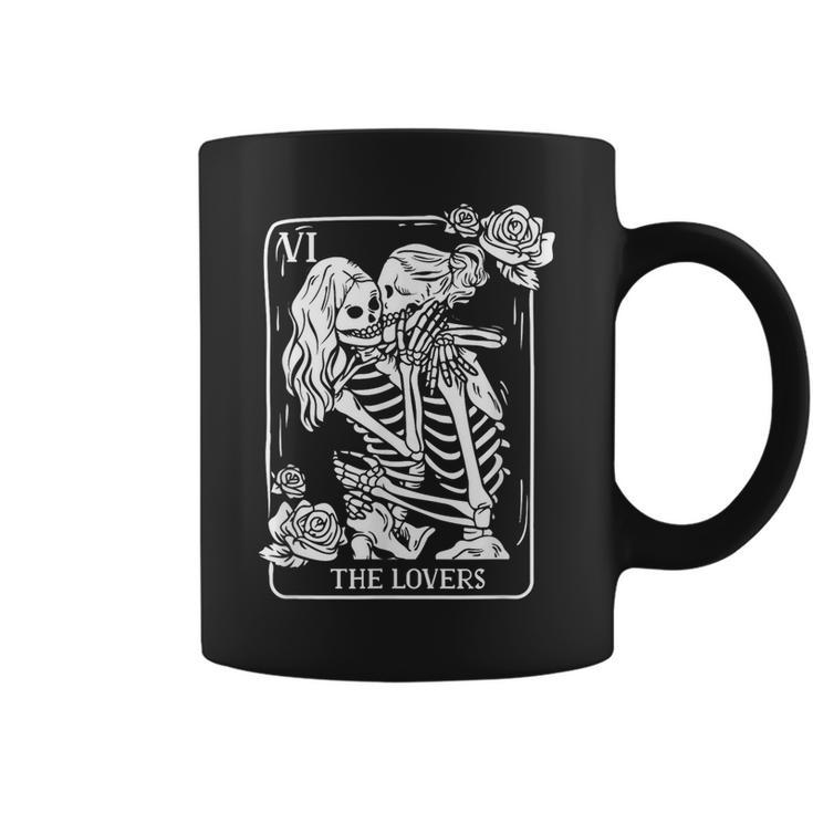 The Lovers Tarot Card Occult Goth Kissing Lesbian Skeleton  Coffee Mug