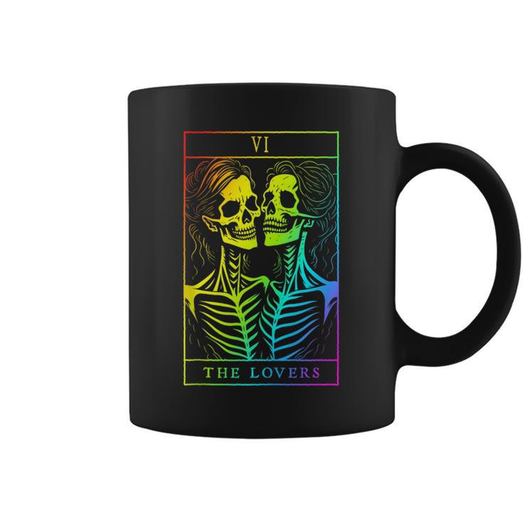 The Lovers Tarot Card Occult Goth Lesbian Skeleton Halloween  Coffee Mug