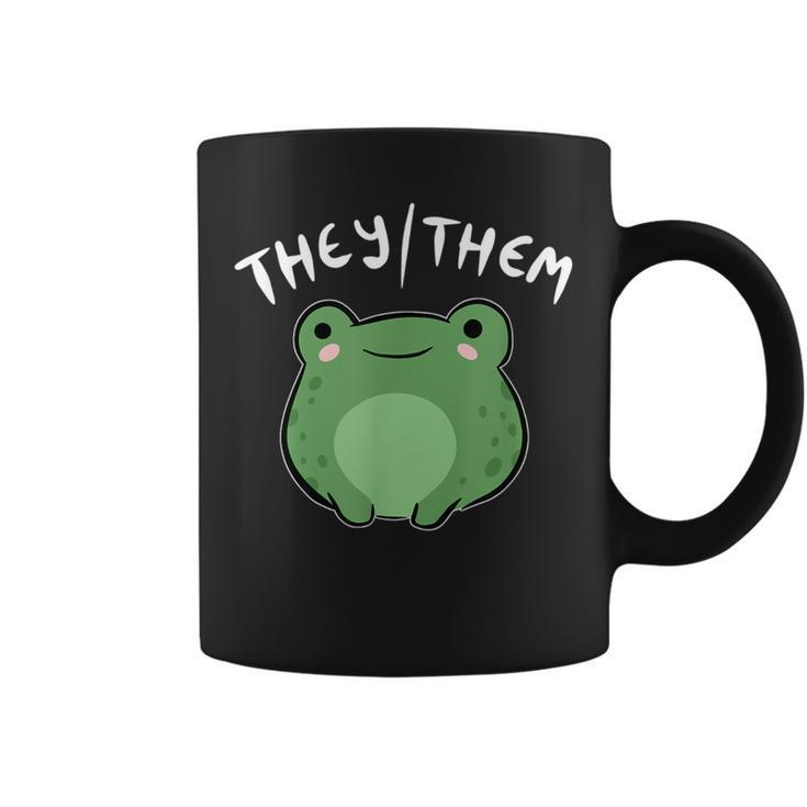 They Them Pronouns Frog Cute Nonbinary Queer Aesthetic Coffee Mug