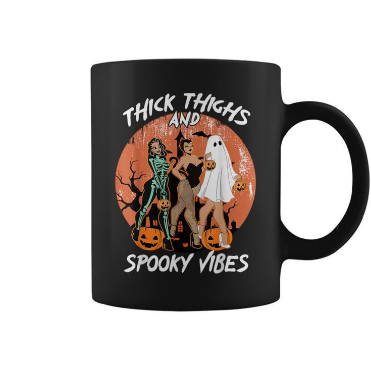 Thick Thighs And Spooky Vibes Halloween Girls Coffee Mug