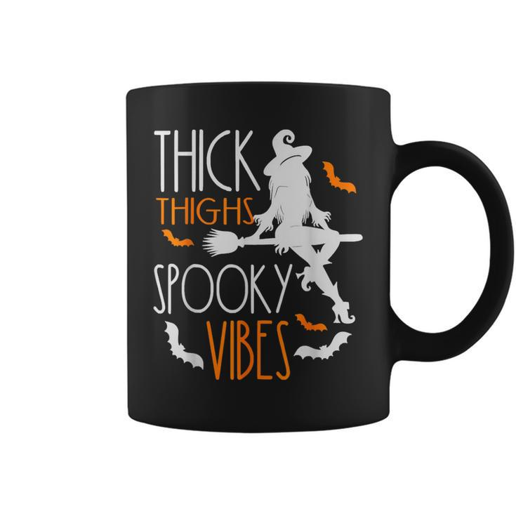 Thick Thighs Spooky Vibes Pretty Eyes Witch Halloween Party Coffee Mug