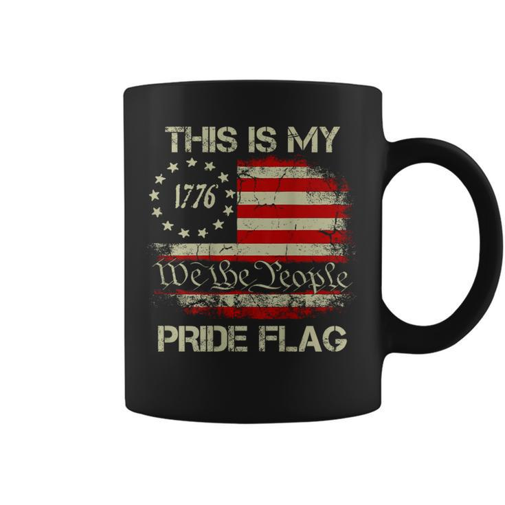 This Is My Pride Flag 4Th Of July Patriotic Usa Flag On Back  Coffee Mug