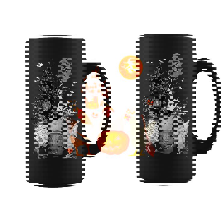Three Chickens Halloween Mummy Scary Witch With Pumpkins  Coffee Mug
