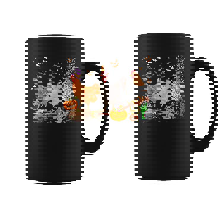 Three Chickens Halloween Mummy Witch Scary Pumpkins Farmer Coffee Mug