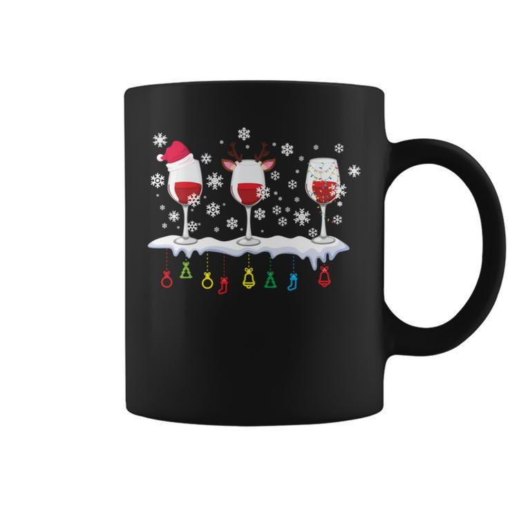 Three Glasses Of Wine Santa Hat Christmas Drinking Coffee Mug