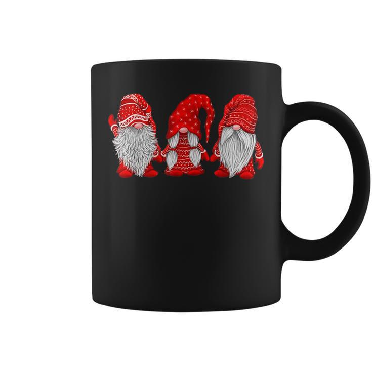 Three Gnomes In Red Costume Christmas Hanging With Gnomes Coffee Mug