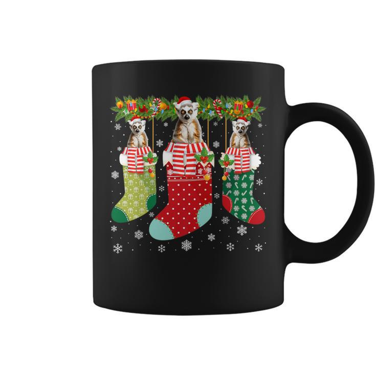 Three Lemur In Socks Ugly Christmas Sweater Party Coffee Mug