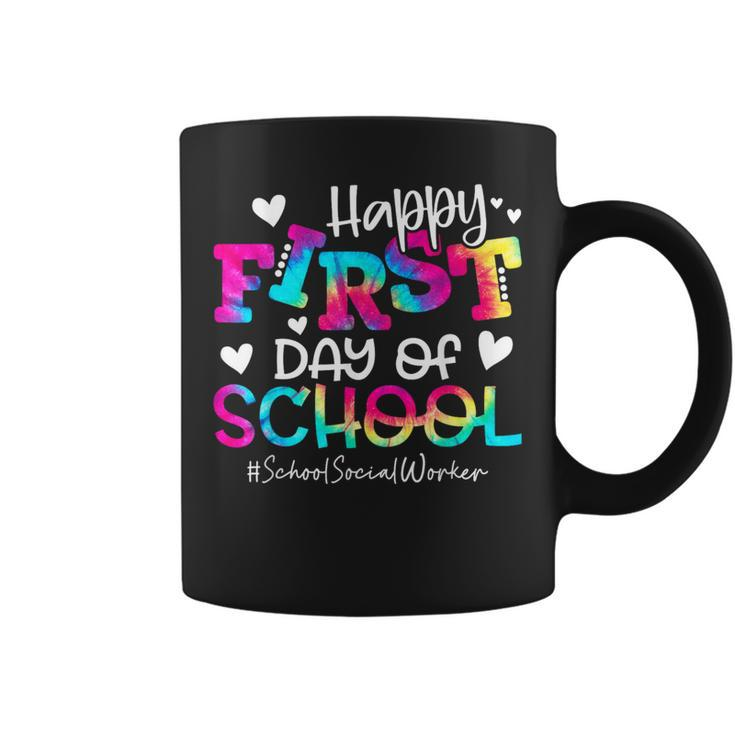 Tie Dye School Social Worker Happy First Day Of School Coffee Mug