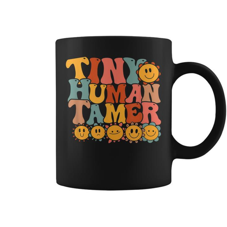 Tiny Human Tamer Retro Groovy Preschool Kindergarten Teacher  Coffee Mug