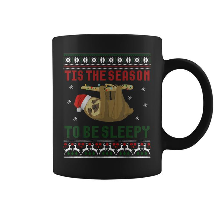 Tis The Season To Be Sleepy Cute Sloth Christmas Ugly Coffee Mug