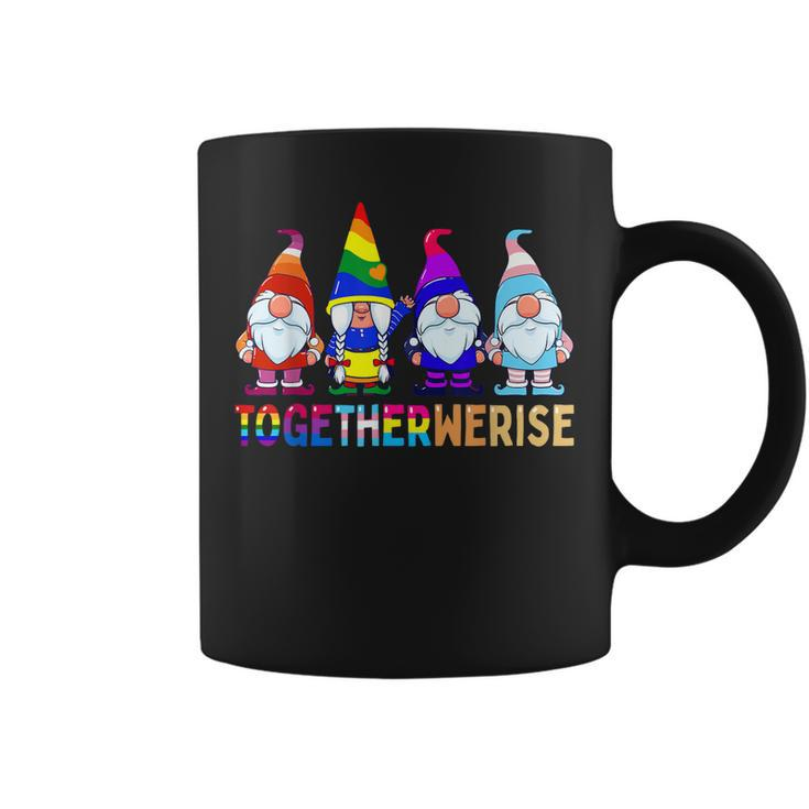 Together We Rise Funny Gnome Lgbtq Equality Ally Pride Month  Coffee Mug