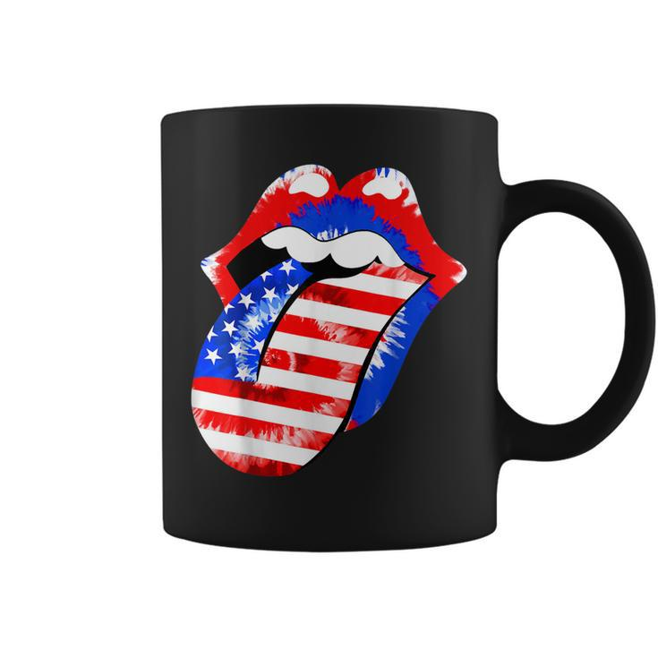 Tongue Lips American Flag 4Th Of July Proud Tie Dye  Coffee Mug