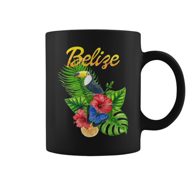 Toucan Bird Tropical Flowers Belize Travel Souvenir  Coffee Mug