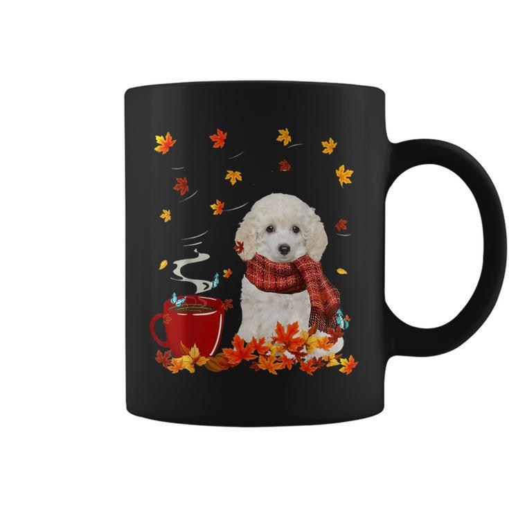 Toy Poodle Fall Red Scarf Autumn Leaf For Dog Lover Coffee Mug