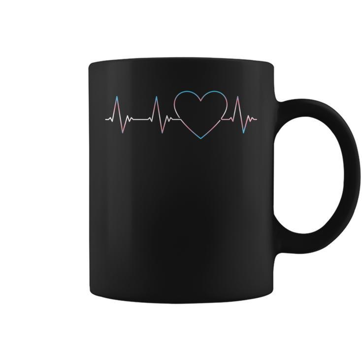 Trans Heartbeat - Transgender Love Pride Flag Ecg Pulse Line Coffee Mug