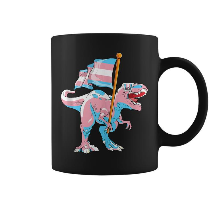 Transgender Dinosaur T-Rex Trans Lgbt Pride Flag Pronouns  Coffee Mug