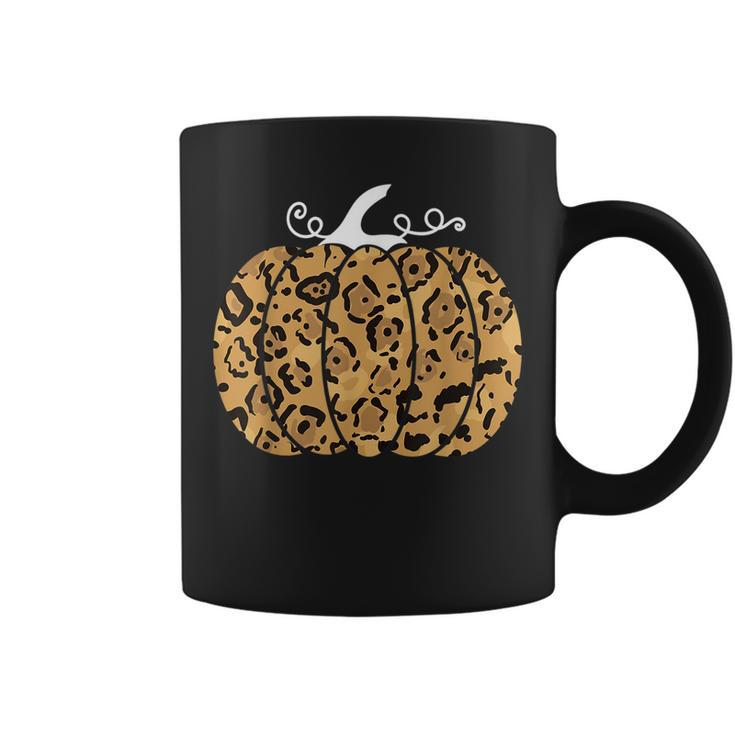 Trendy Leopard Pumpkin Animal Print Cute Fall Halloween Halloween Coffee Mug
