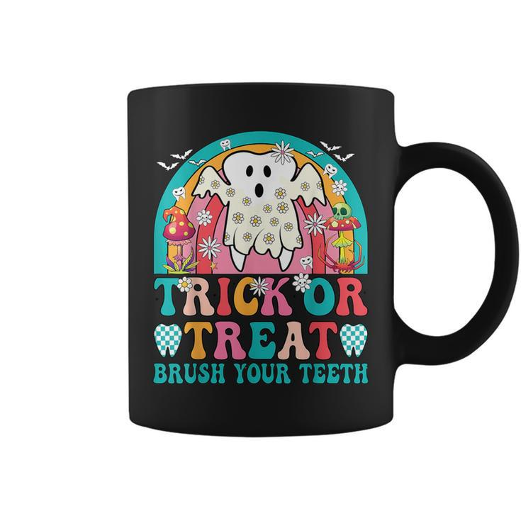 Trick Or Treat Brush Your Th Boo Ghost Halloween Dentist Coffee Mug